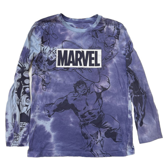 Marvel Shirt Youth LG Tie Dye Hulk Thor Spider-Man Comic Superhero Long Sleeve - Picture 1 of 8